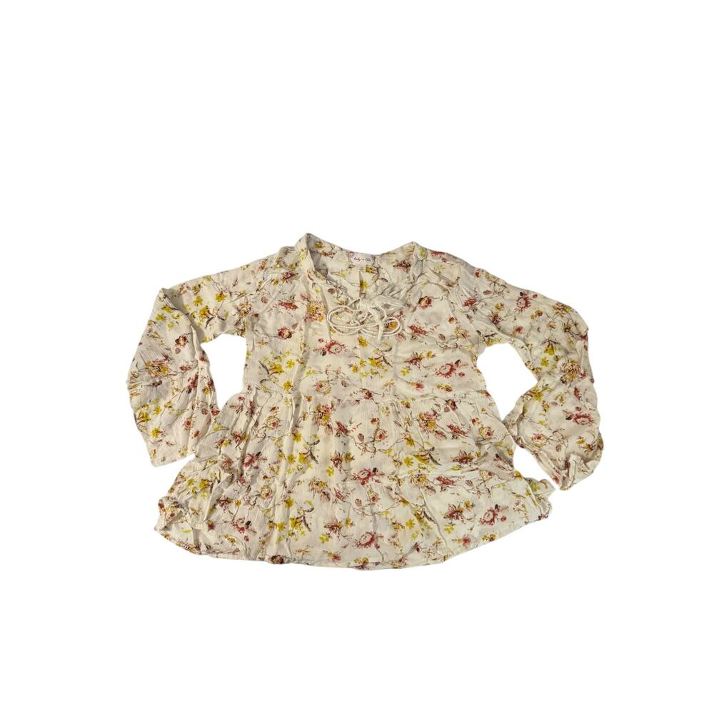 Bailey & Chloe Cream Colored Floral Women’s Top w/Flared Arms – M